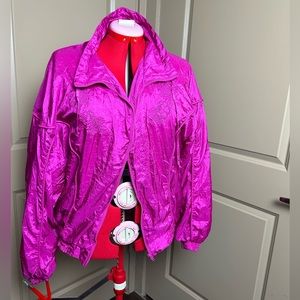 Vintage Shell shak 80s hot pink barbie zip up windbreaker jacket